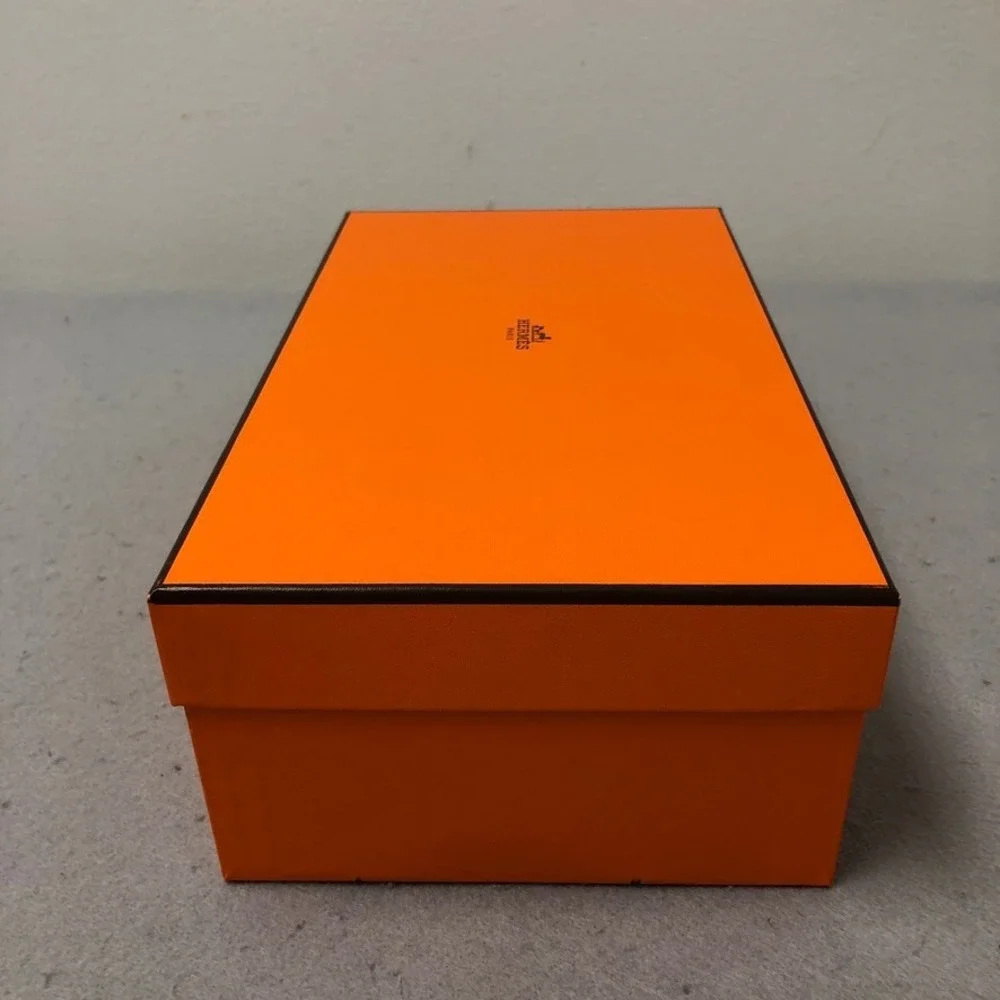 Hermes Storage Box and Dust Bags Orange Herringbone Set Travel 11x6.5x4
